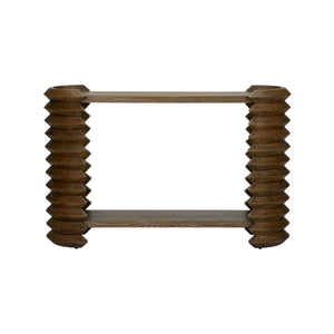 Wildwood Stax Driftwood Console With Sculptural Stacked Columns, Ash & Oak Veneer, Compact Entryway Storage 490850