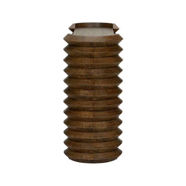 Wildwood Stax Driftwood Console With Sculptural Stacked Columns, Ash & Oak Veneer, Compact Entryway Storage 490850