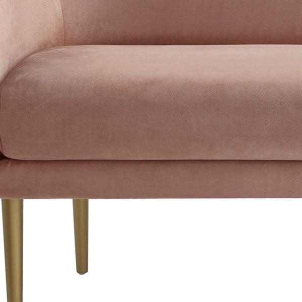 Homeroots 50" Blush And Brown Upholstered Velvet Bench Blush,Velvet Manufactured Wood 490851