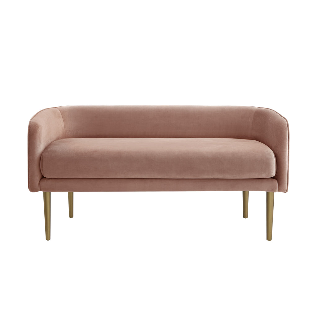 Homeroots 50" Blush And Brown Upholstered Velvet Bench Blush,Velvet Manufactured Wood 490851