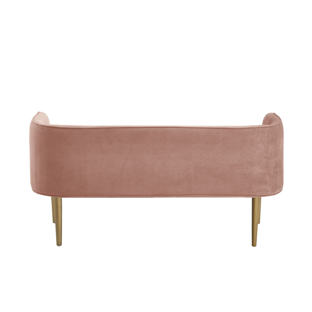 Homeroots 50" Blush And Brown Upholstered Velvet Bench Blush,Velvet Manufactured Wood 490851