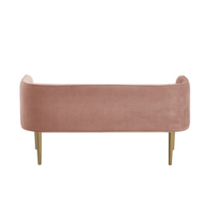 Homeroots 50" Blush And Brown Upholstered Velvet Bench Blush,Velvet Manufactured Wood 490851