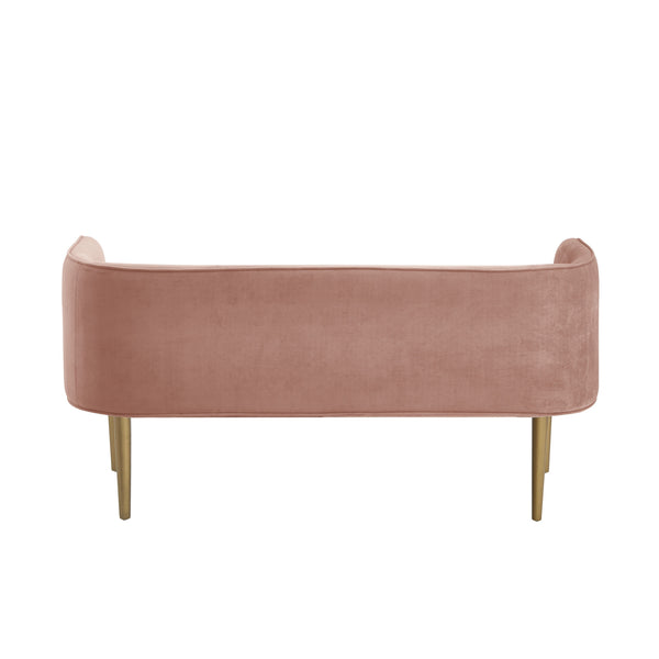 Homeroots 50" Blush And Brown Upholstered Velvet Bench Blush,Velvet Manufactured Wood 490851
