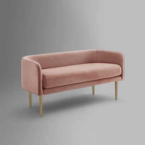 Homeroots 50" Blush And Brown Upholstered Velvet Bench Blush,Velvet Manufactured Wood 490851
