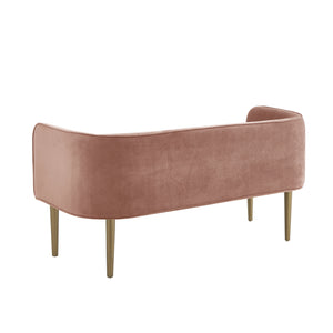 Homeroots 50" Blush And Brown Upholstered Velvet Bench Blush,Velvet Manufactured Wood 490851
