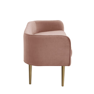 Homeroots 50" Blush And Brown Upholstered Velvet Bench Blush,Velvet Manufactured Wood 490851