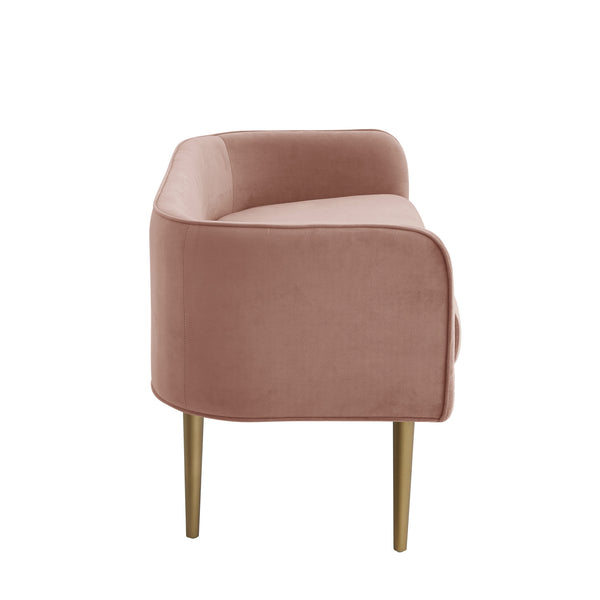 Homeroots 50" Blush And Brown Upholstered Velvet Bench Blush,Velvet Manufactured Wood 490851