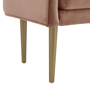 Homeroots 50" Blush And Brown Upholstered Velvet Bench Blush,Velvet Manufactured Wood 490851