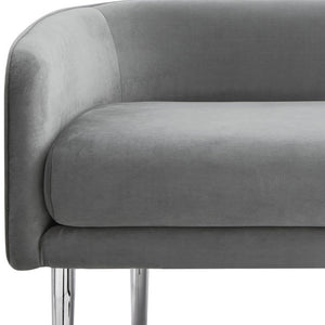 Homeroots 50" Gray And Silver Upholstered Velvet Bench Grey,Velvet Metal 490852
