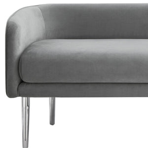 Homeroots 50" Gray And Silver Upholstered Velvet Bench Grey,Velvet Metal 490852