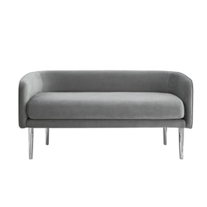 Homeroots 50" Gray And Silver Upholstered Velvet Bench Grey,Velvet Metal 490852