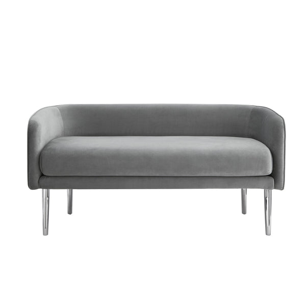 Homeroots 50" Gray And Silver Upholstered Velvet Bench Grey,Velvet Metal 490852