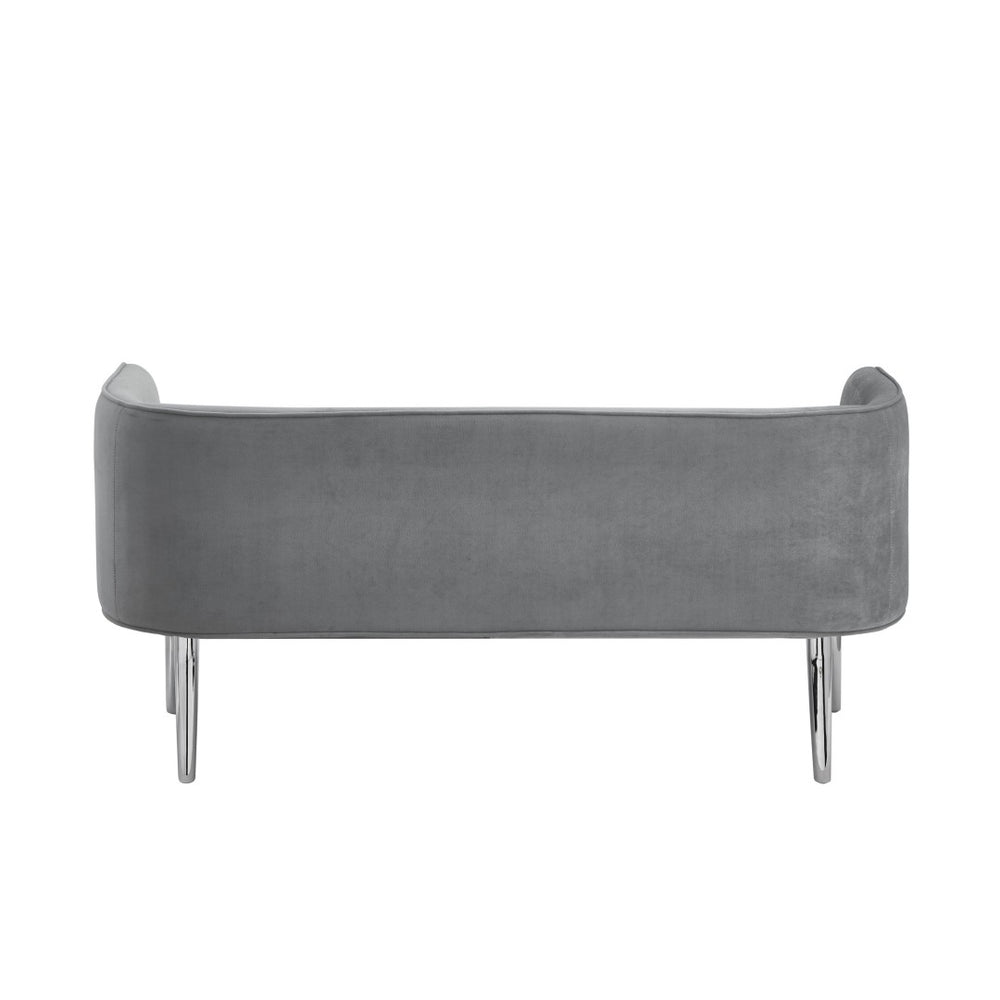 HomeRoots 50" Elegant Upholstered Bench with Stylish Brown Metal Base - Perfect for Entryways and Living Rooms Grey, Velvet Velvet 490852