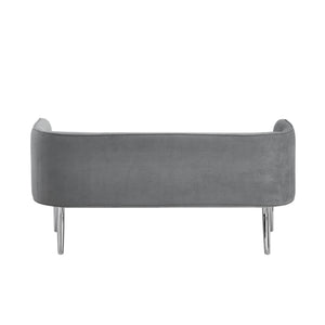Homeroots 50" Gray And Silver Upholstered Velvet Bench Grey,Velvet Metal 490852