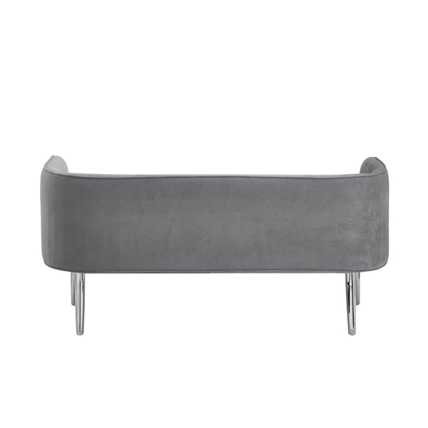 Homeroots 50" Gray And Silver Upholstered Velvet Bench Grey,Velvet Metal 490852