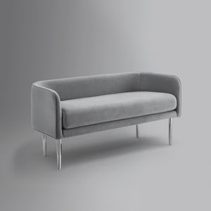 Homeroots 50" Gray And Silver Upholstered Velvet Bench Grey,Velvet Metal 490852