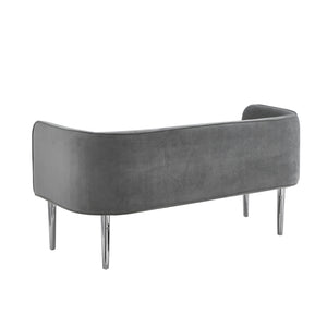 Homeroots 50" Gray And Silver Upholstered Velvet Bench Grey,Velvet Metal 490852