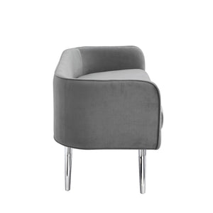 Homeroots 50" Gray And Silver Upholstered Velvet Bench Grey,Velvet Metal 490852