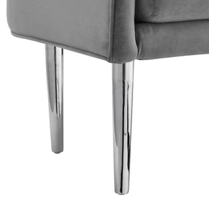 Homeroots 50" Gray And Silver Upholstered Velvet Bench Grey,Velvet Metal 490852