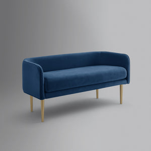 Homeroots 50" Navy Blue And Brown Upholstered Velvet Bench Navy,Velvet Metal 490853