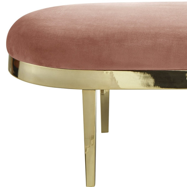 Homeroots 48" Blush And Gold Upholstered Velvet Bench Blush,Velvet Metal 490854