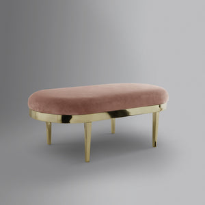 Homeroots 48" Blush And Gold Upholstered Velvet Bench Blush,Velvet Metal 490854