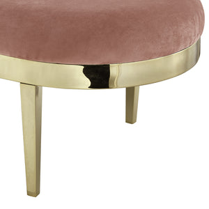 Homeroots 48" Blush And Gold Upholstered Velvet Bench Blush,Velvet Metal 490854