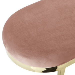 Homeroots 48" Blush And Gold Upholstered Velvet Bench Blush,Velvet Metal 490854