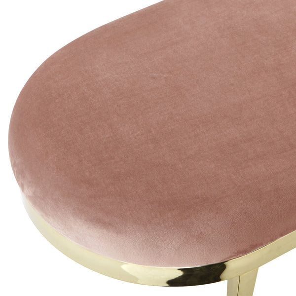 Homeroots 48" Blush And Gold Upholstered Velvet Bench Blush,Velvet Metal 490854