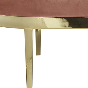 Homeroots 48" Blush And Gold Upholstered Velvet Bench Blush,Velvet Metal 490854