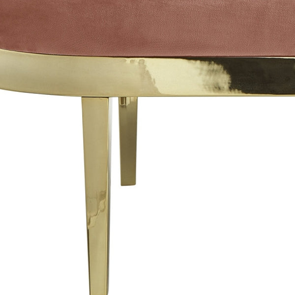 Homeroots 48" Blush And Gold Upholstered Velvet Bench Blush,Velvet Metal 490854