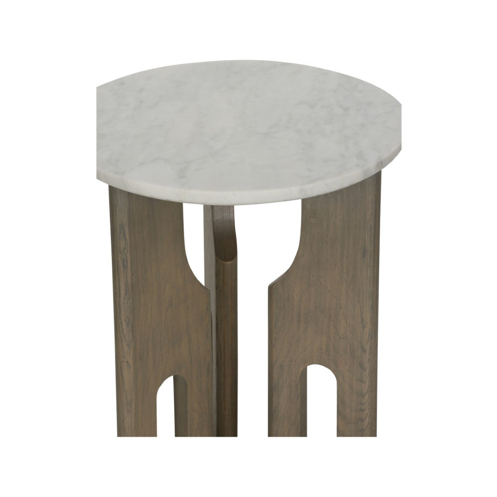 Wildwood Pablo Marble Drinks Table — Compact 22"H Sculptural Side Table With White Marble Top & Ash Wood Base 490855