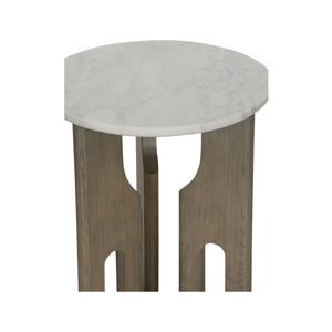 Wildwood Pablo Marble Drinks Table — Compact 22"H Sculptural Side Table With White Marble Top & Ash Wood Base 490855