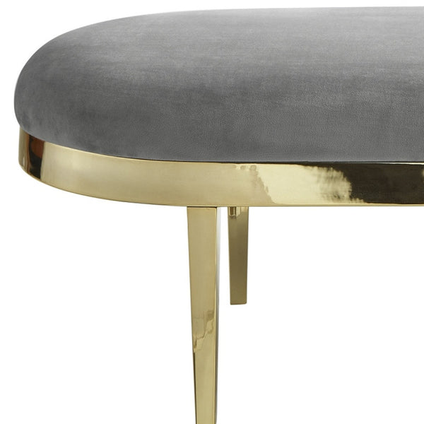Homeroots 48" Gray And Gold Upholstered Velvet Bench Grey,Velvet Metal 490855