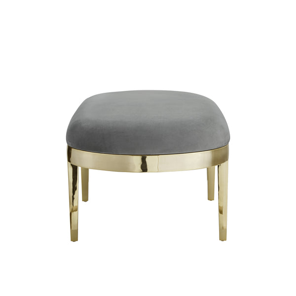 Homeroots 48" Gray And Gold Upholstered Velvet Bench Grey,Velvet Metal 490855