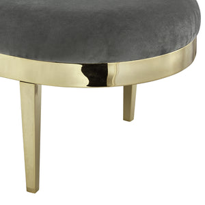 Homeroots 48" Gray And Gold Upholstered Velvet Bench Grey,Velvet Metal 490855
