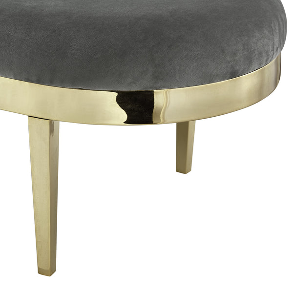Homeroots 48" Gray And Gold Upholstered Velvet Bench Grey,Velvet Metal 490855