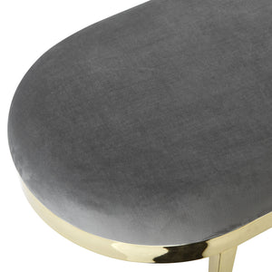 Homeroots 48" Gray And Gold Upholstered Velvet Bench Grey,Velvet Metal 490855