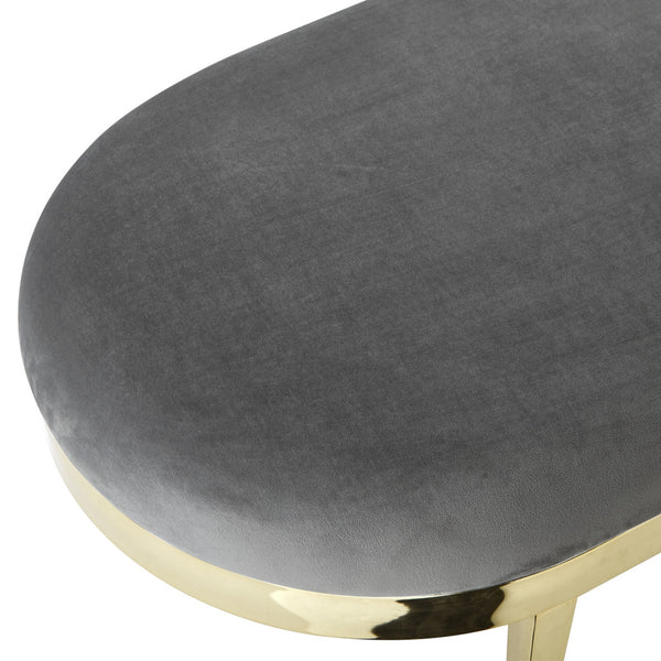 Homeroots 48" Gray And Gold Upholstered Velvet Bench Grey,Velvet Metal 490855