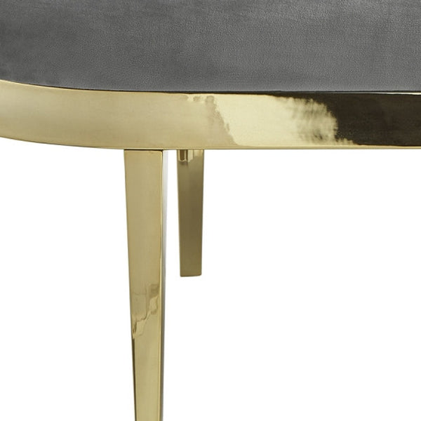 Homeroots 48" Gray And Gold Upholstered Velvet Bench Grey,Velvet Metal 490855