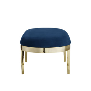 Homeroots 48" Navy Blue And Gold Upholstered Velvet Bench Navy,Velvet Metal 490856