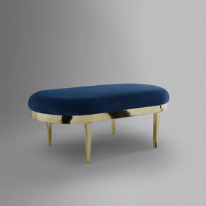 Homeroots 48" Navy Blue And Gold Upholstered Velvet Bench Navy,Velvet Metal 490856
