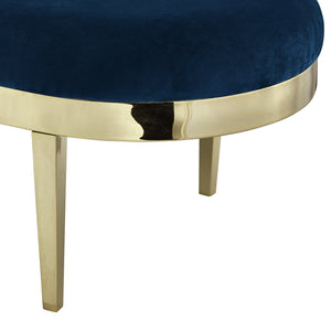 Homeroots 48" Navy Blue And Gold Upholstered Velvet Bench Navy,Velvet Metal 490856