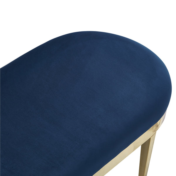 Homeroots 48" Navy Blue And Gold Upholstered Velvet Bench Navy,Velvet Metal 490856