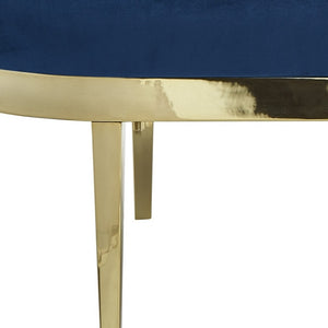 Homeroots 48" Navy Blue And Gold Upholstered Velvet Bench Navy,Velvet Metal 490856