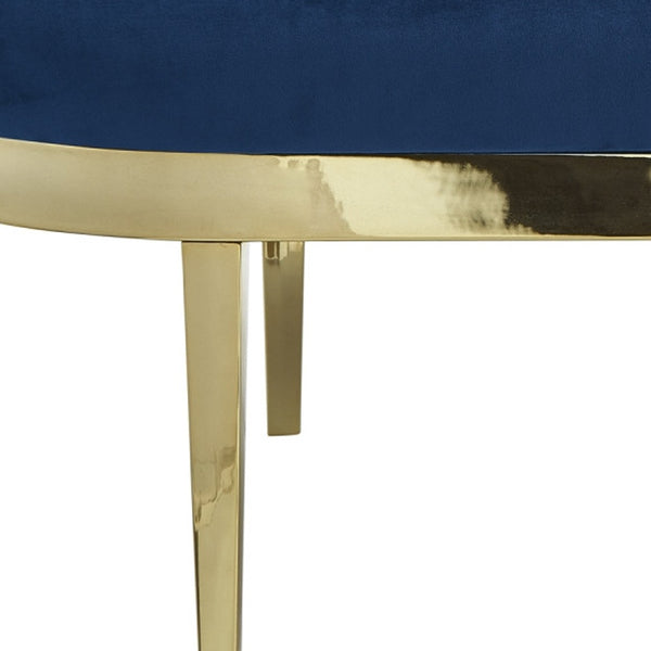 Homeroots 48" Navy Blue And Gold Upholstered Velvet Bench Navy,Velvet Metal 490856