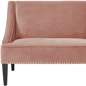 Homeroots 45" Blush And Brown Upholstered Velvet Bench Blush,Velvet Manufactured Wood 490857