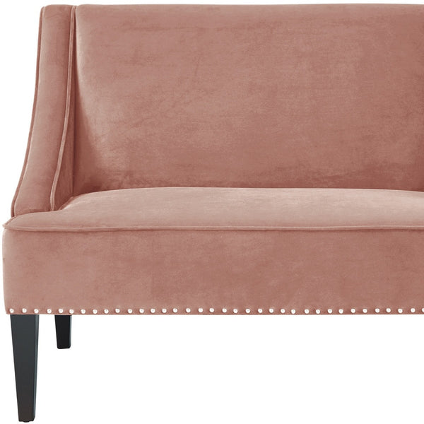 Homeroots 45" Blush And Brown Upholstered Velvet Bench Blush,Velvet Manufactured Wood 490857