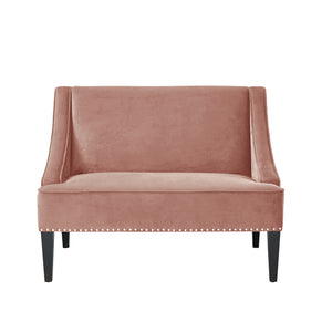 Homeroots 45" Blush And Brown Upholstered Velvet Bench Blush,Velvet Manufactured Wood 490857
