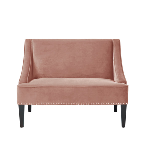 Homeroots 45" Blush And Brown Upholstered Velvet Bench Blush,Velvet Manufactured Wood 490857